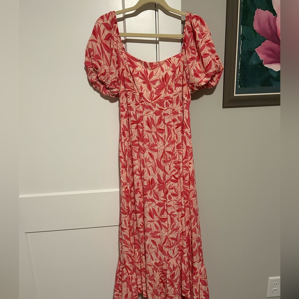Floral Pink pattern Puff Sleeve Dress
